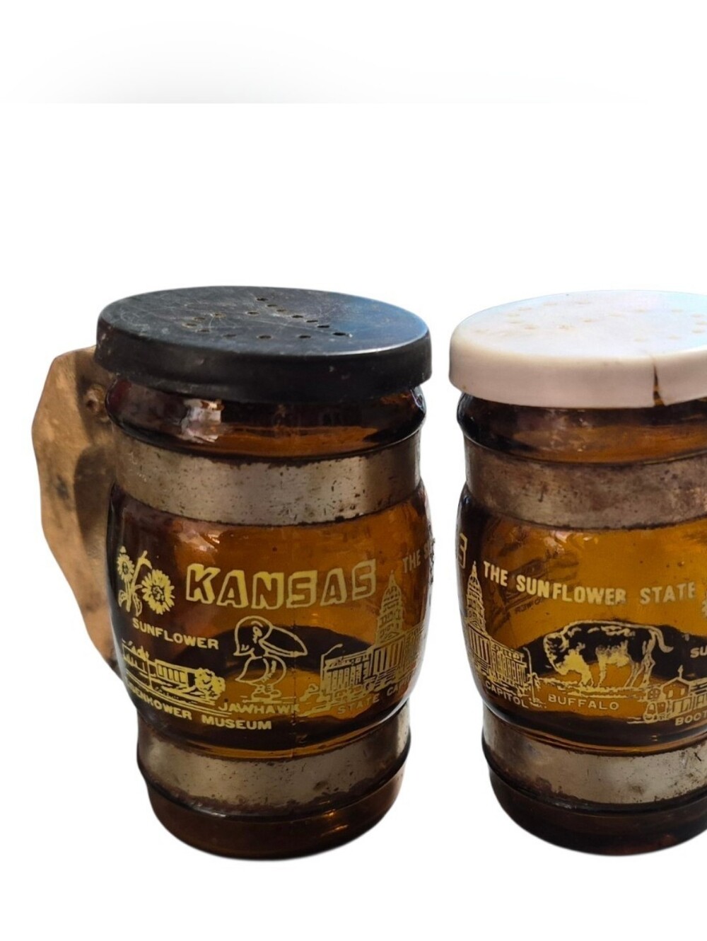 Vintage Kansas Amber Glass Salt & Pepper Shaker Set